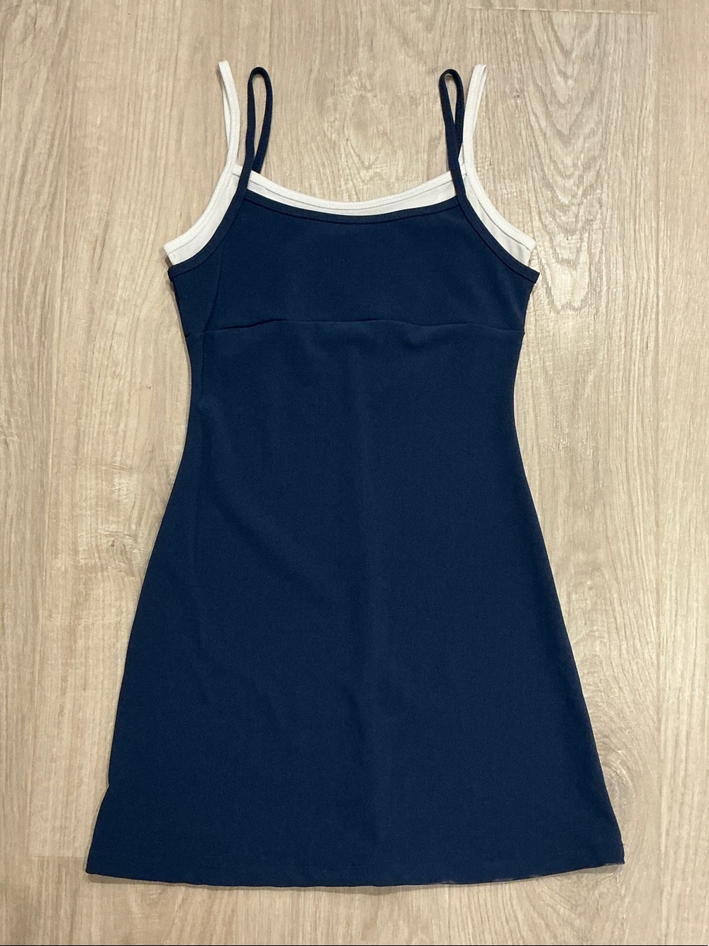 Vintage Bluish Purplish Tank Dress with White Trim